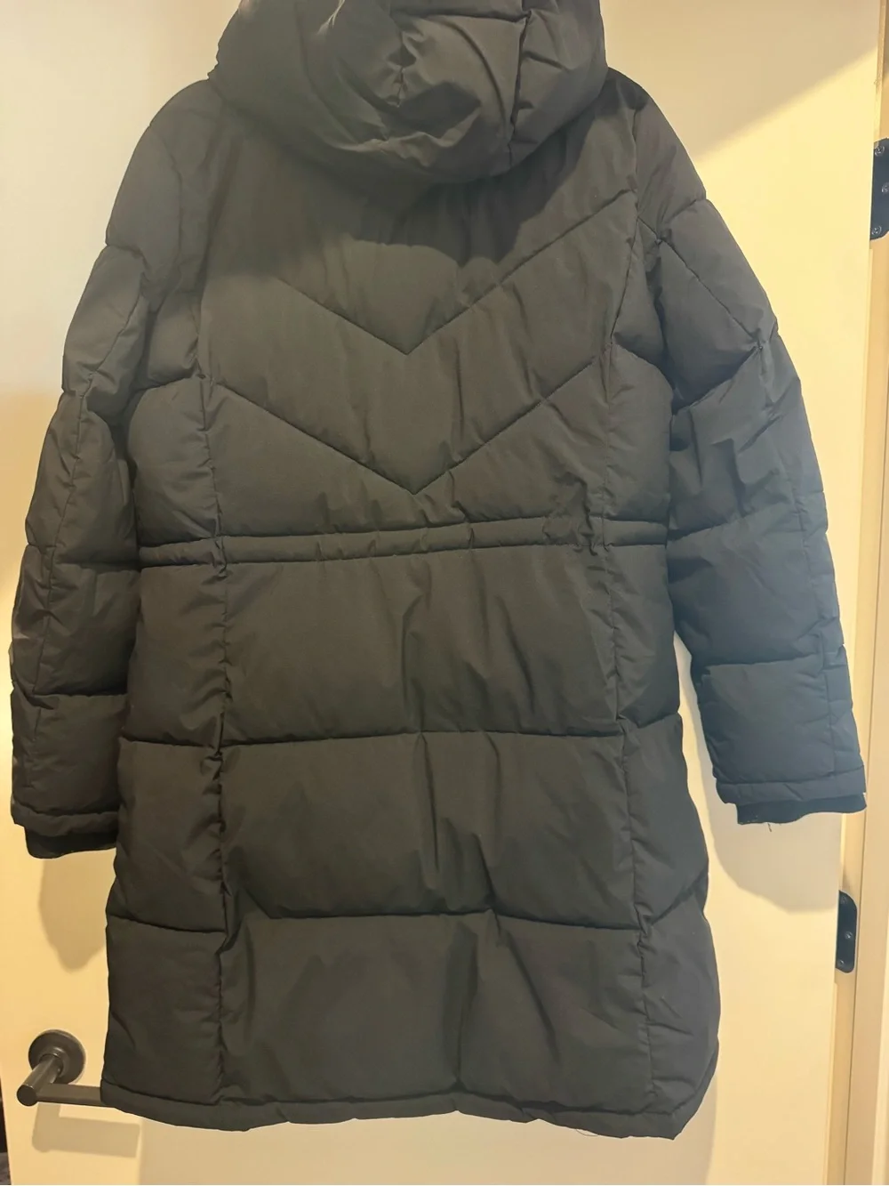 Calvin Klein Black Quilted Long Puffer Coat with Hood - Picture 6 of 7